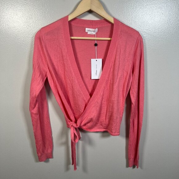 Lovers + Friends Wrap It Sweater Size Rose Small Pink Balletcore Feminine Crop - Picture 2 of 12